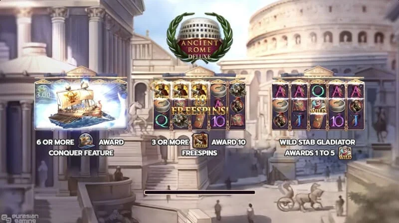 Ancient Rome Deluxe AI – pagrindinis būgnų ir sąsajos ekranas