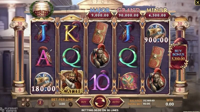 Ancient Rome Deluxe AI – premijos ekranas su papildomais prizais